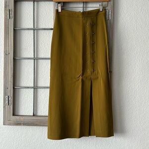 A.L.C Embellished Hardware MIDI Length Green Skirt 0